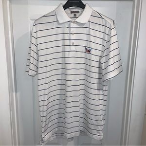 Peter Millar Golf Polo- White- Size Medium- Secession logo